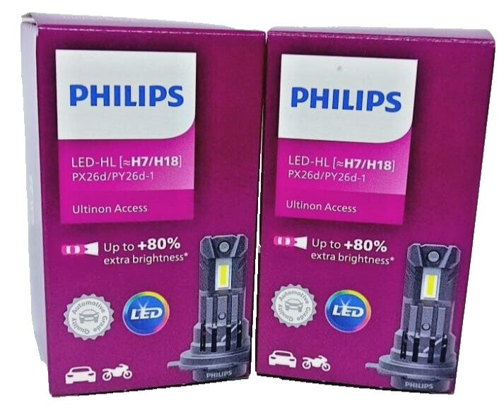 kit coppia lampadine led h7 lampade fari auto philips ultinon luce bianca 6000k. - Miniatura 4