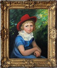 19th Century After George Henry Harlow 1787–1819 Portrait of Young Lady Red Hat