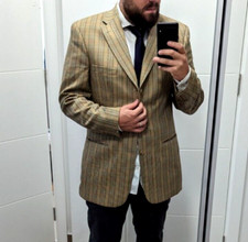 Mario Barutti Blazer Jacket Sz.42 Wool Silk Checked Mens Jacket Sport Coat Retro