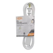NEW 6 ft. Light-Duty Indoor Extension Cord – Multi-Outlet & Perfect for Home Use