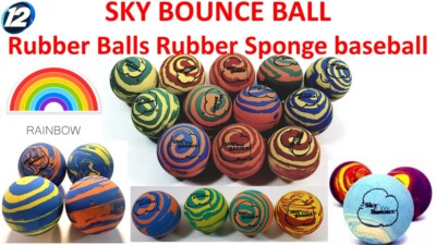 2'' Rubber Hand Balls ''RAINBOW'' - SKY BOUNCE -  12 Balls (TAIWAN)