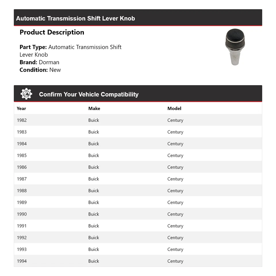 For 1982-1994 Buick Century Dorman Automatic Transmission Shift Lever Knob 1983 - Image 2 of 4