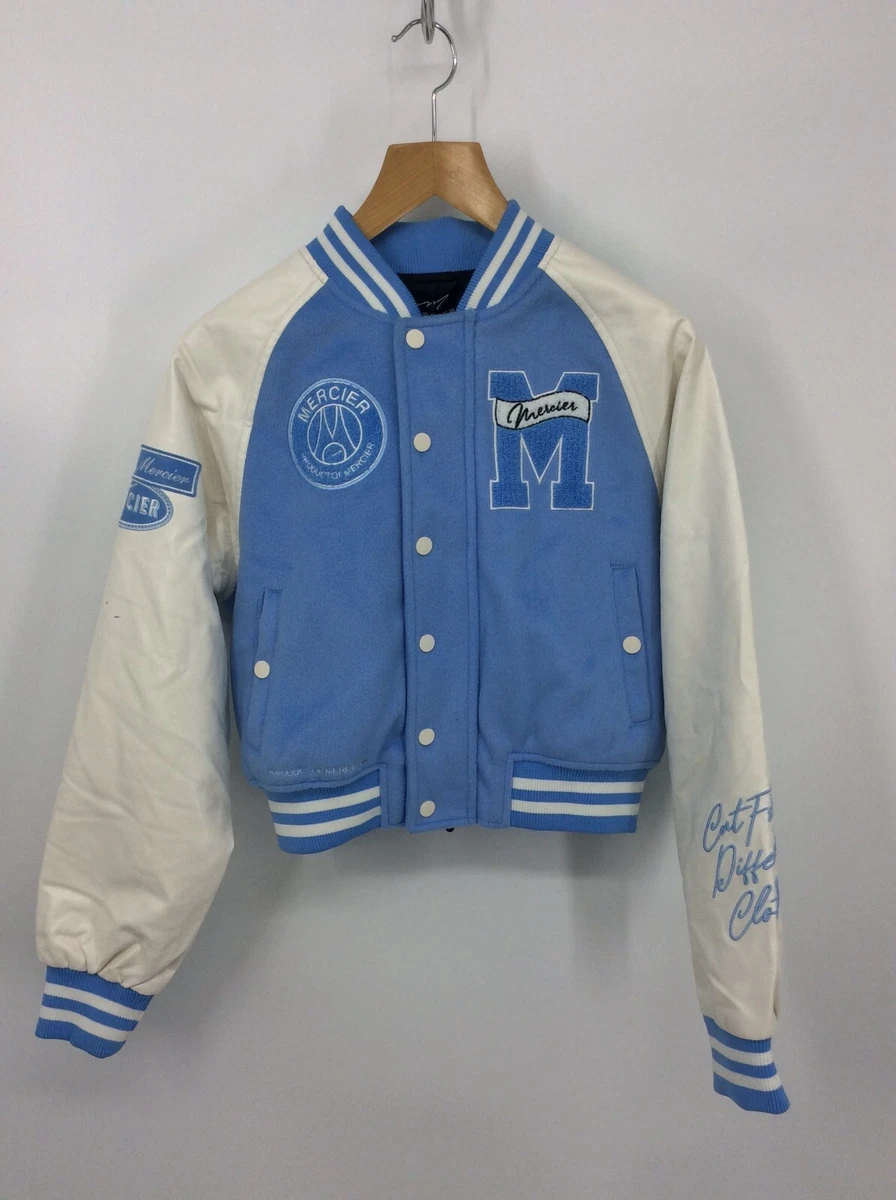 MERCIER ACADEMY CROPPED VARSITY WOMENS JACKET 8 S BLUE 4080571