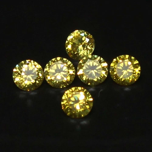 Fancy Color VS1 Brilliant Cut Yellow Loose Diamond 6 pcs Lot 2.40 mm Round