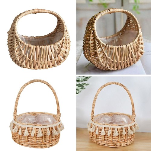 Yellow Flower Arrangement Basket Wicker Half Moon Baskets Wedding eBay