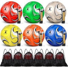 Ceenna 6 Pcs Soccer Ball Bulk with Pump Bag Machine Stitched Deflated Soccer ...
