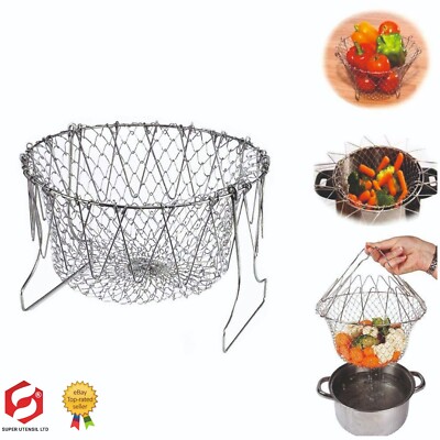 Frittierkorb Edelstahl Faltbar Sieb Kochen Werkzeug Friteuse Küche Sieb