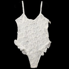 Vintage Victorias Secret Gold Label Lingerie Bodysuit Size Large White Sheer NEW