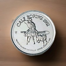 🇨🇦 1982 Calgary AB Stampede, Calf Roping, Pete Knight, Trade Dollar Token Coin