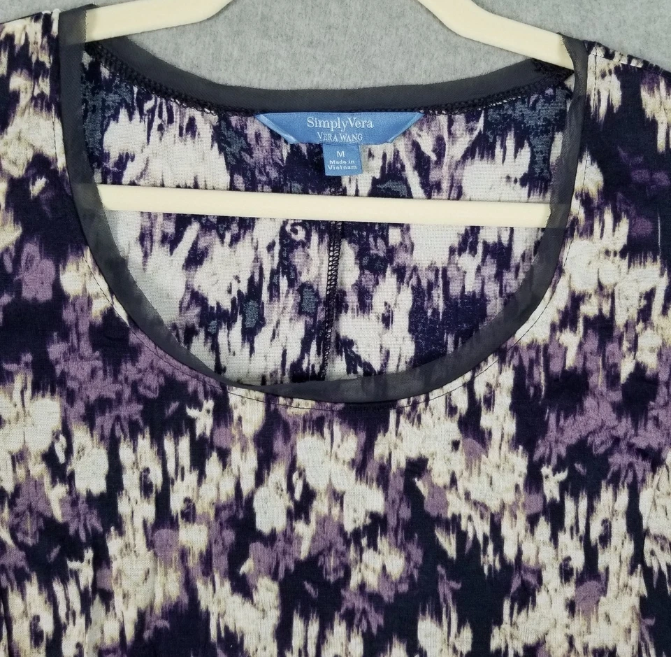 Simply Vera VERA WANG 女式中号花卉抽象无袖弹力背心 — 第 2/4 张图片