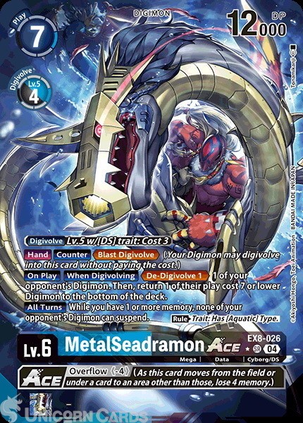 EX8-026 MetalSeadramon ACE : Super Rare Alternative Art Digimon Card : EX08: Cha