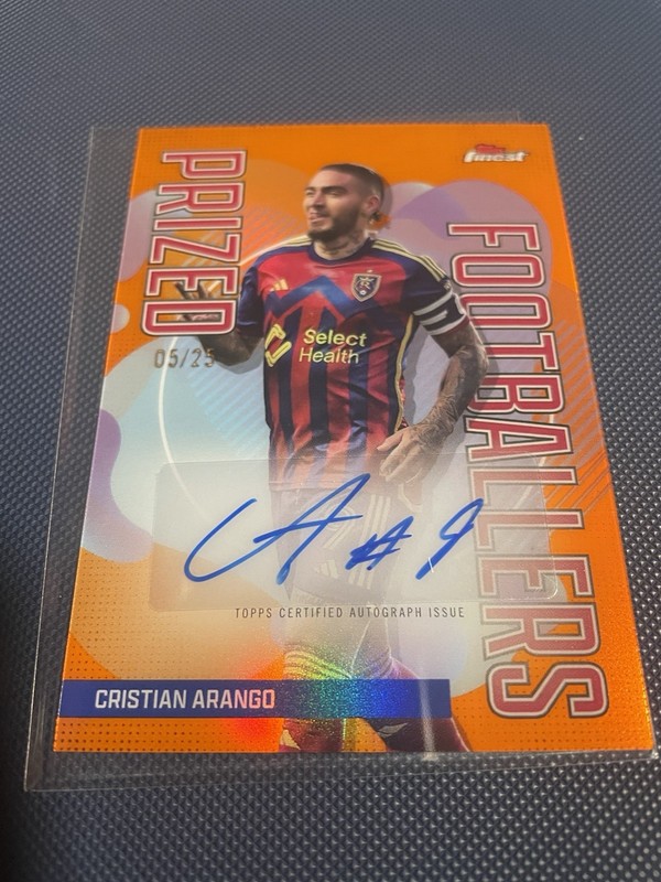 2024 Topps Finest MLS Cristian Arango Orange /25 Prized Footballers Auto #PFA-CA