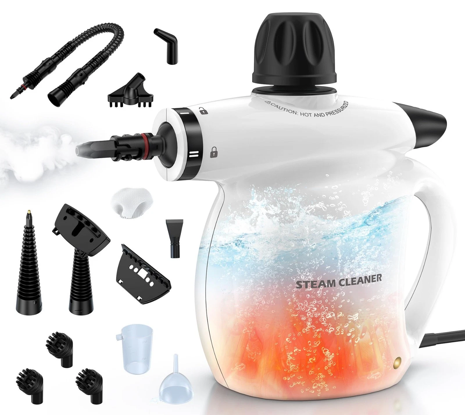 Portable Handheld Steam Cleaner - 13-Piece Multi-Purpose Deep Cleaning Kit for H