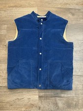 Vintage Jansport Vest Men LG Blue Puffer Corduroy 80s Cowboy Hiking Gorpcore S57