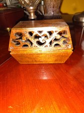 Fret Carved Wooden Jewelry Box: Contemporary Decor 6"inx3in" Made in the USA