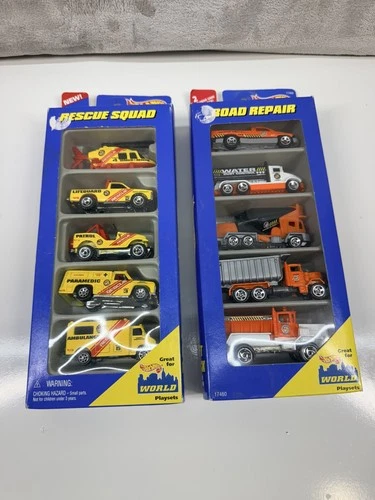 Vintage 1996 Hot Wheels Rescue and construction Squad 5-Pack #17489 & #17460