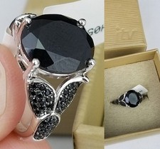 STERLING SILVER  BLACK ONYX ladies ring band .925 size 5 NEW NEVER WORN BOX