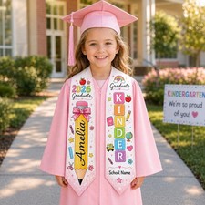 Custom Kid Graduation Stole, Kindergarten Class Of 2026 Sash Graduation Keepsake
