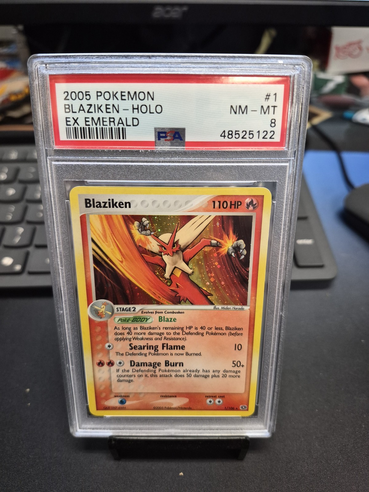 2005 Pokemon Ex Emerald #1 Blaziken-Holo Emerald PSA 8