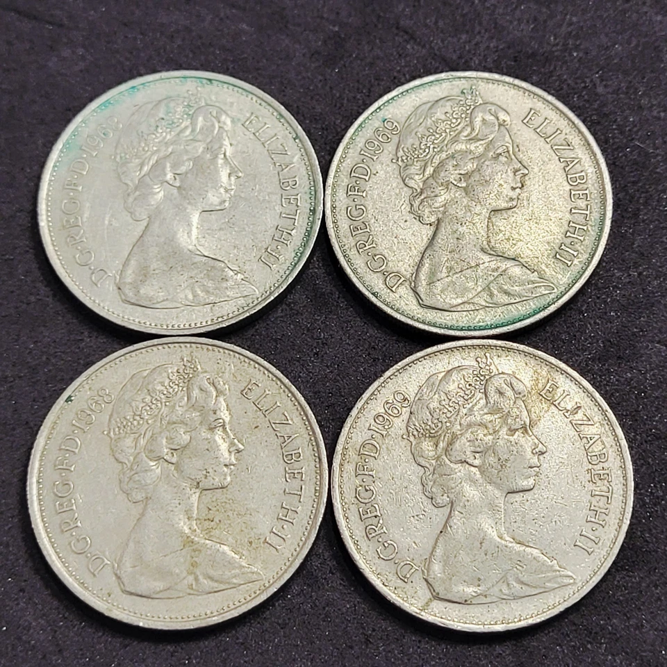 Great Britain New Pence 10 Coin UK - 1968 1969 - 4 Coin Lot - Image 2 of 2