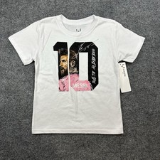 NWT Messi Boys GOAT Graphic T-Shirt White Size 5T - Soccer 10 - Signature Tee