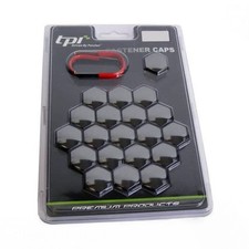 20 x 19mm TPi Alloy Wheel Nut Bolt Covers Caps Set BLACK FORD VAUXHALL PEUGEOT