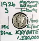 Photo of a 1926-S Mercury Dime from an eBay listing that sold on Jul 22, 2026
