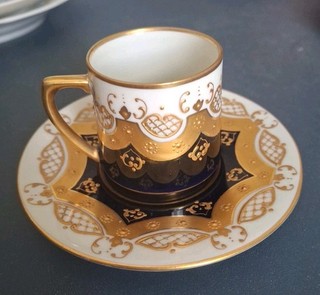 Fraureuth Gilded Demitasse Cup & Saucer Set Black Gold