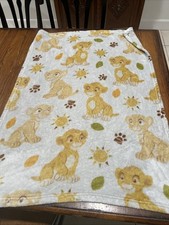 Disney Baby Lion King Simba Nala Baby Blanket Plush Sun Leaves Paw Print 30X40
