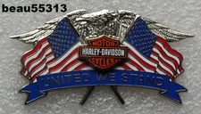⭐HARLEY DAVIDSON "UNITED WE STAND" USA AMERICAN FLAG EAGLE VEST PIN