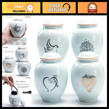 Small Ceramic Urns for Human Ashes - Set of 4 Keepsake Urns with Ashes Necklace