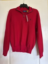Polo Ralph Lauren Red Quarter Zip Sweater NWT Size Small