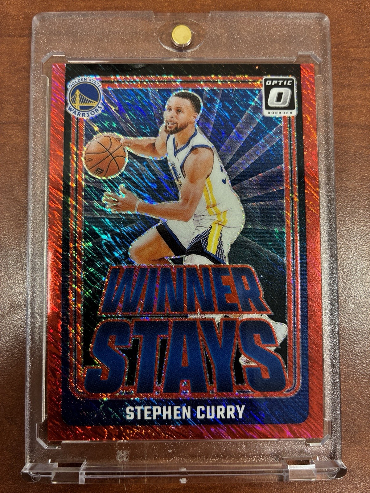 Stephen Curry 2024-25 Donruss Optic Winner Stays Red Shimmer SP /75 Warriors
