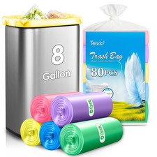 Bolsas de basura de cocina Teivio medianas coloridas 8 galones 80 unidades