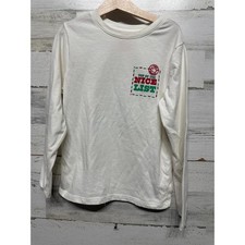 Cat and Jack Long Sleeve T-Shirt Boys 6/7 White Nice List Graphic