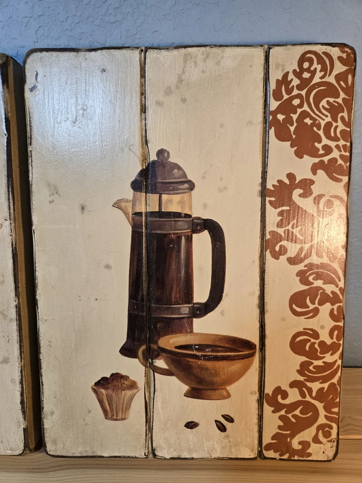 2 кухонные настенные таблички кофе какао кафе искусство деревянная доска деревенский домашний декор винтажный - Изображение 3 из 4