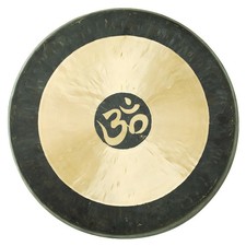 Om Gongs with Rope  Chinese Mallet - Engraved Bronze Meditation Gong
