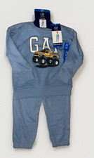 Gap Kids Boys 2T Blue 2-Piece Knit Outfit Set Sweatshirt Pants Truck