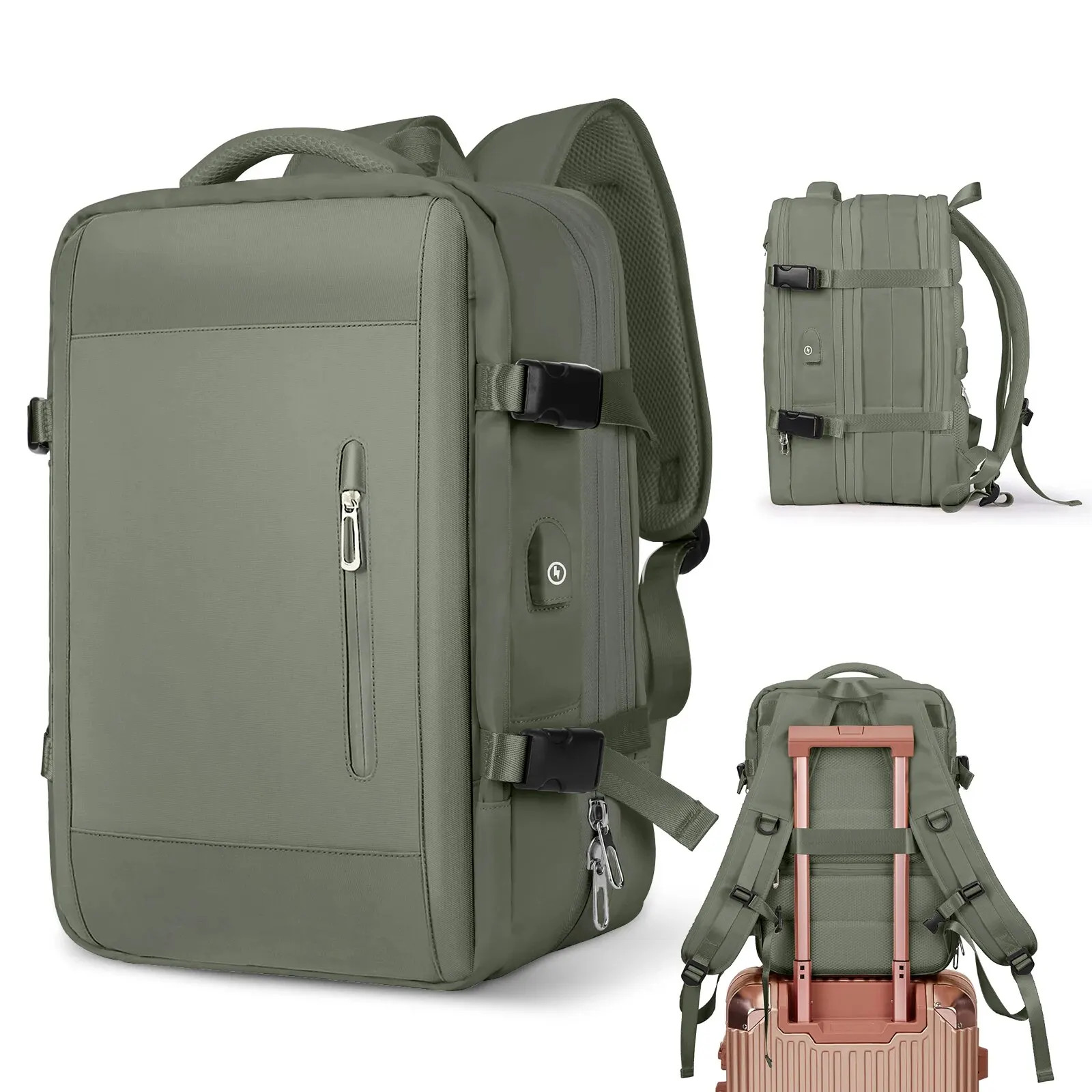 Expandable Laptop Backpack Waterproof Business Travel Bag Large Capacity 40L image 9