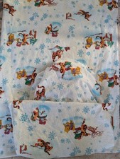 Vintage Winnie The Pooh Tiger Twin Fitted Sheet Flat Sheet Christmas Scene