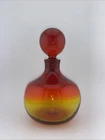 Blenko Handmade Glass 636S Decanter in Tangerine Wayne Husted Mid-Century Design