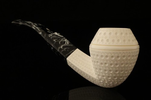 srv - Lattice Bulldog Block Meerschaum Pipe with fitted case 15417 - Picture 2 of 10