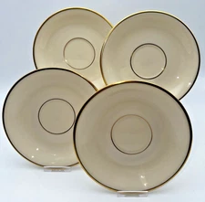 VTG Set of 4 Lenox Mansfield 5 ¾" Saucers Ivory Gold Trim China USA