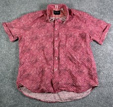 Robert Graham Shirt 2XL Pink Modern Americana Short Sleeve Linen Blend Geometric