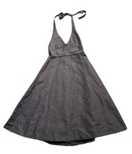 J CREW Silk Halter Dress Size P0 Espresso Brown Wrap Plunging