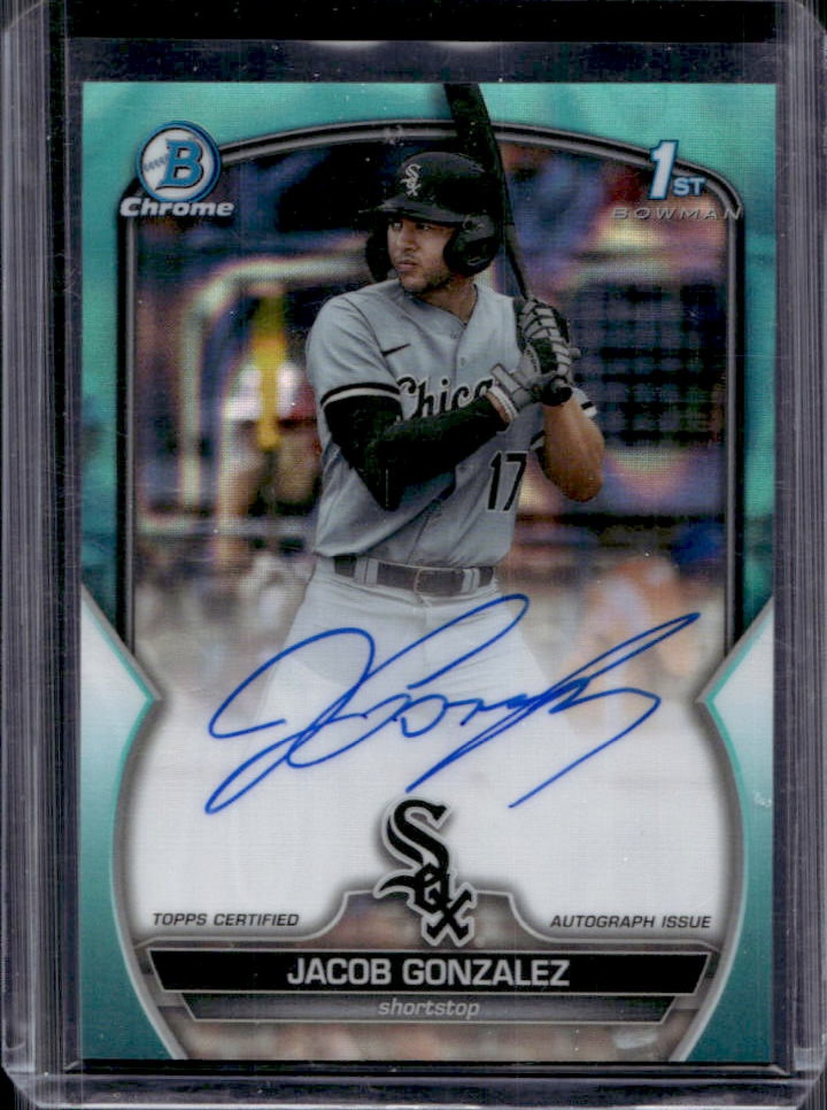 2023 Bowman Draft Jacob Gonzalez Chrome Auto Aqua Lava Refractor 1st #/199