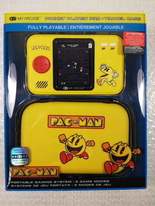 Console MY ARCADE POCKET PLAYER PRO PAC-MAN pour jouer en voyage avec sa housse