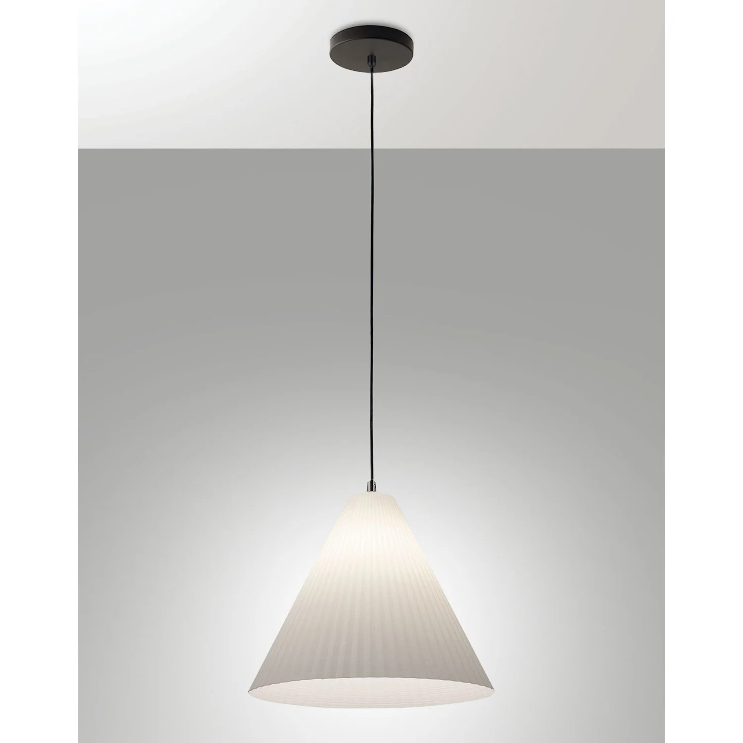 Fabas Bianco Lampada A Sospensione Cone, Struttura In Metallo E Plastica Vegetale, Attacco E27, Ip20, Colore Diametro 315Mm - Design Moderno - Immagine 2