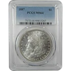 1887 Morgan Dollar MS 64 PCGS Silver Uncirculated $1 Coin SKU:I20730
