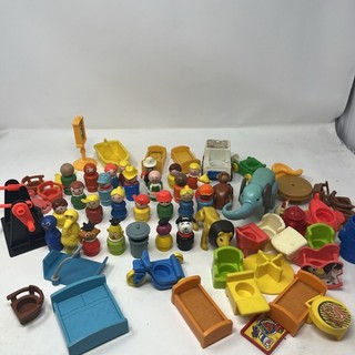Vtg Little People Figure Lot Fisher Price 1970's Muppets Sesame Street Furniture